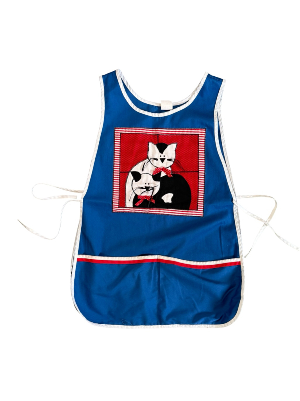 Vintage Teacher Baker Core Mullins Square Cat Apron Smock Pockets USA Made